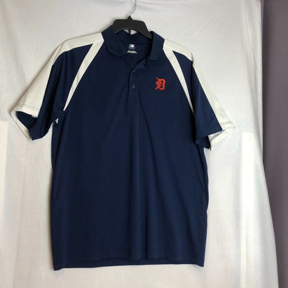 MLB Genuine Merchandise Men's Blue & White Detroit Tigers Polo Shirt Size L